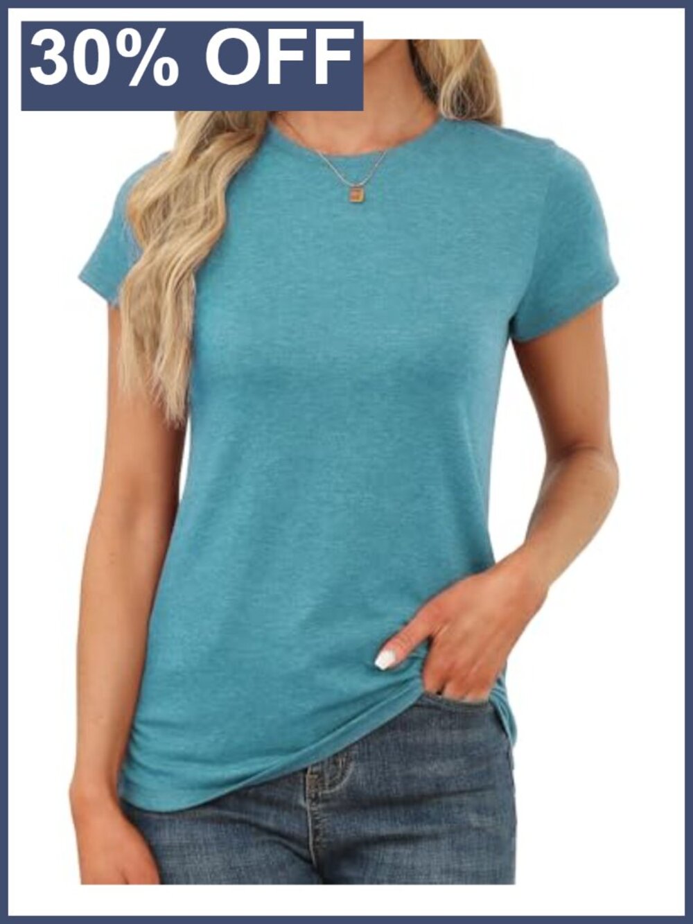 Women's Short Sleeve Crew Neck Stretchy Basic Tee Summer Top